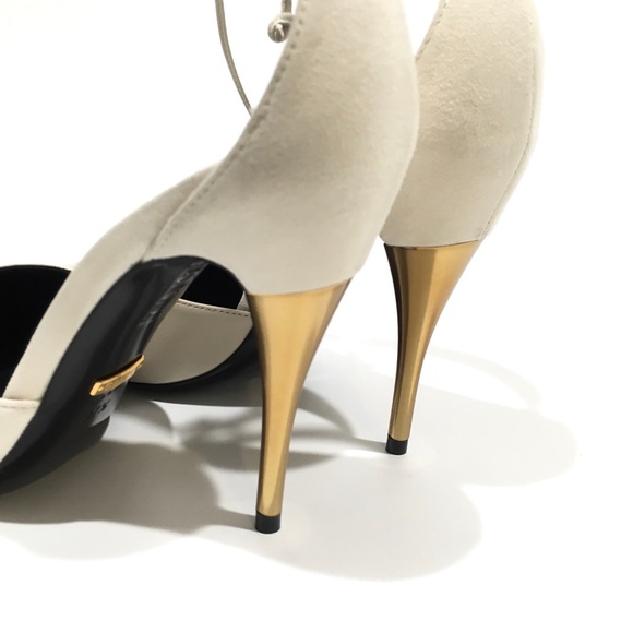 GUCCI PRISCILA ANKLE CUFF PUMPS -LEATHER AND SUEDE -WHITE -US 7.5 -NEW - Picture 11 of 13